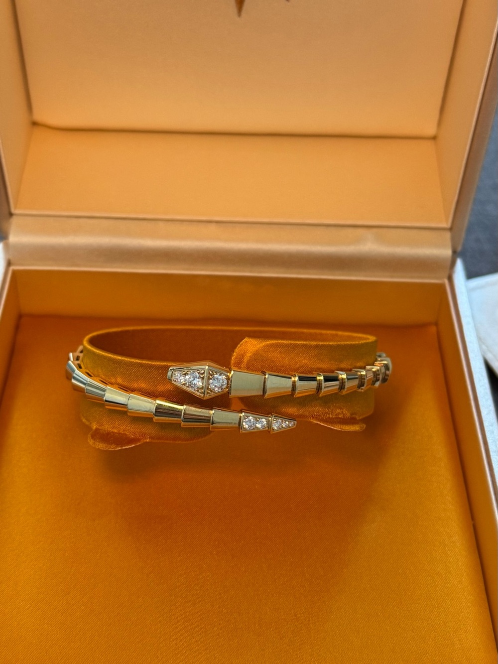 Bulgari Gold Snake Wrap Bracelet with Crystal Heads